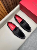 Ferragamo Black Velvet Leather Shoes-Ferragamo Man Business Leather Shoes